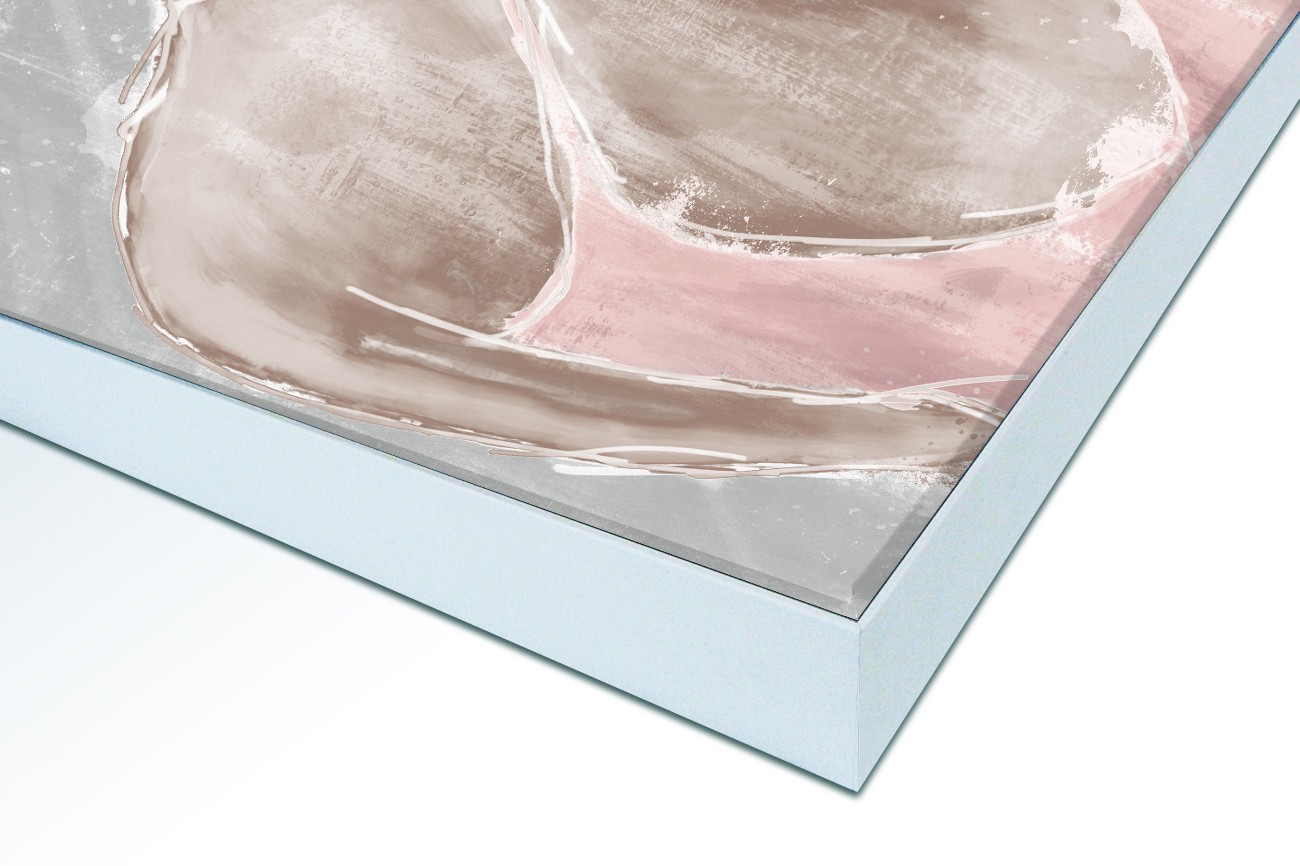 Close up textieldoek in frame gemonteerd wit