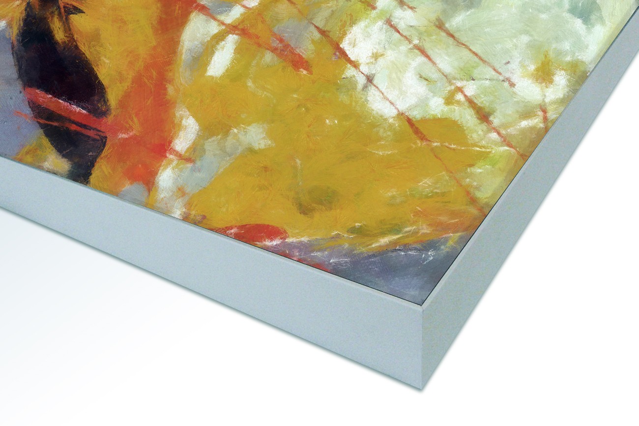 Close up textieldoek in frame gemonteerd