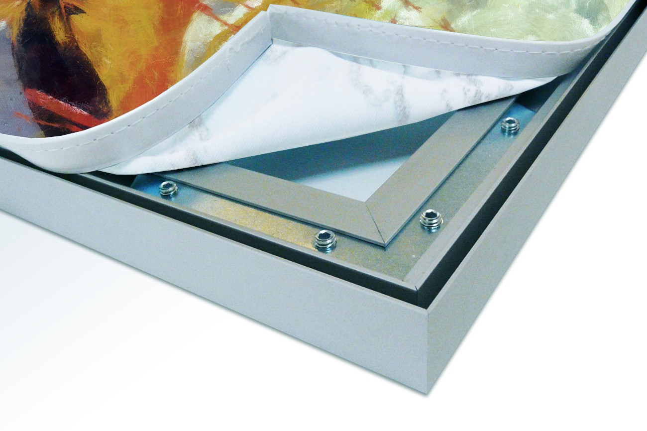 Close up textieldoek in frame los