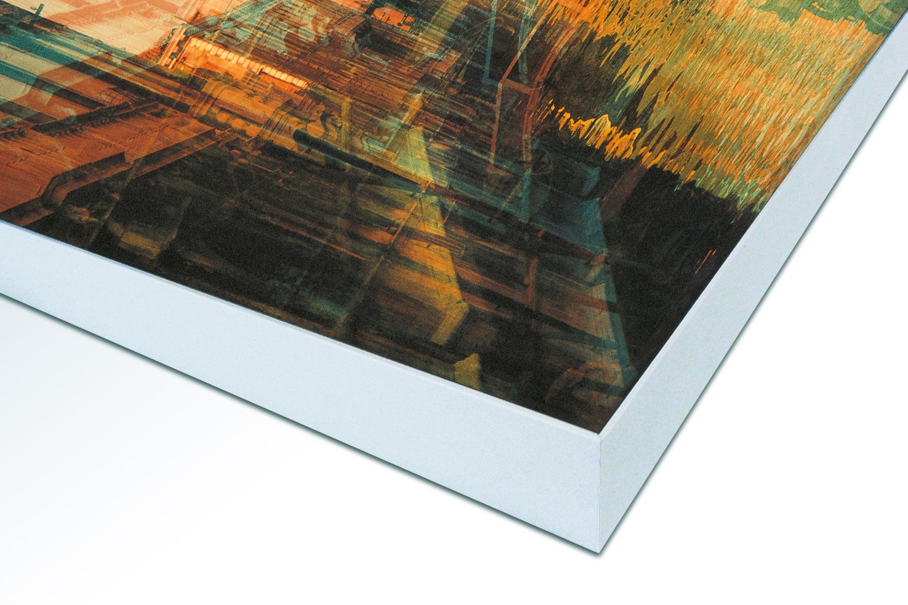 Close up textieldoek in frame gemonteerd wit