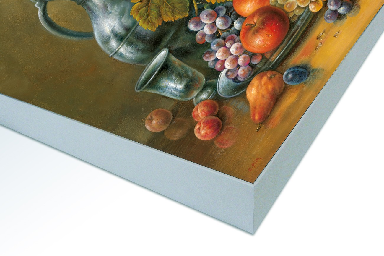 Close up textieldoek in frame gemonteerd