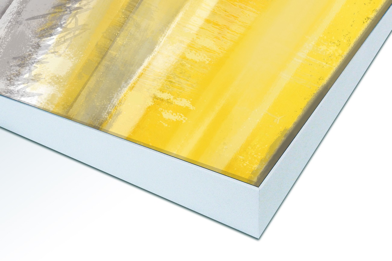 Close up textieldoek in frame gemonteerd wit