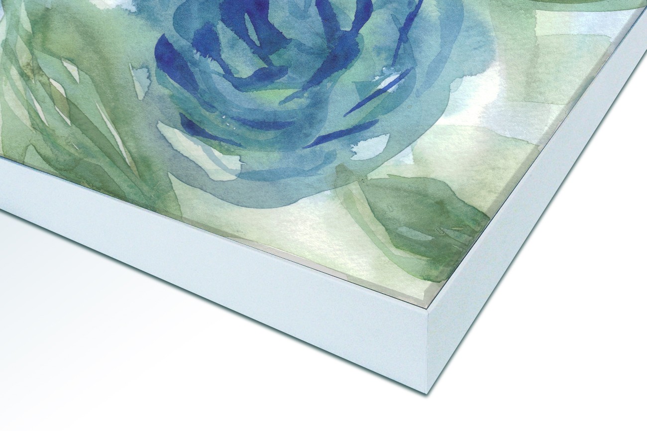 Close up textieldoek in frame gemonteerd wit