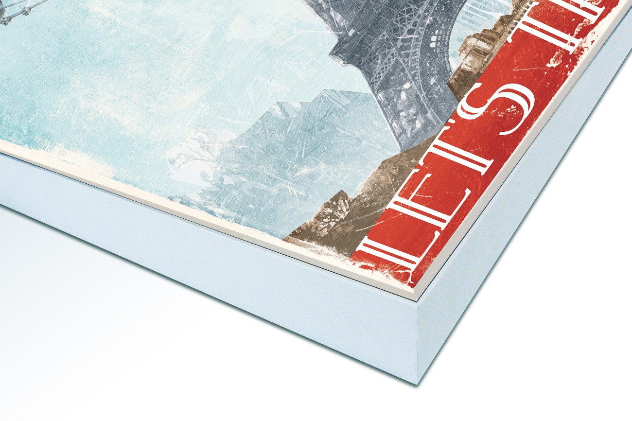 Close up textieldoek in frame gemonteerd wit