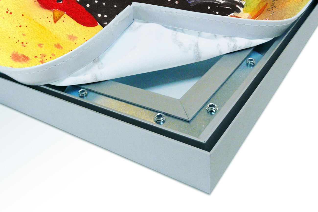 Close up textieldoek in frame los