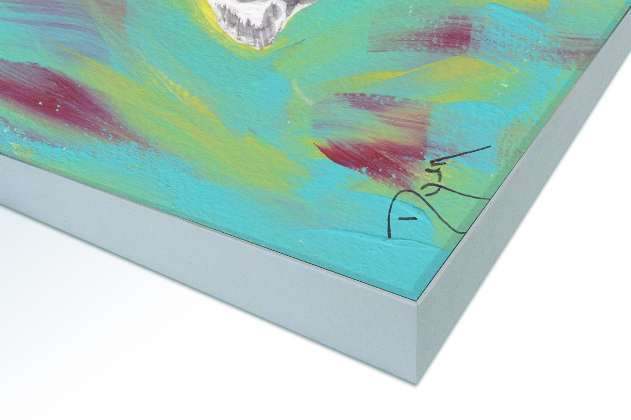 Close up textieldoek in frame gemonteerd