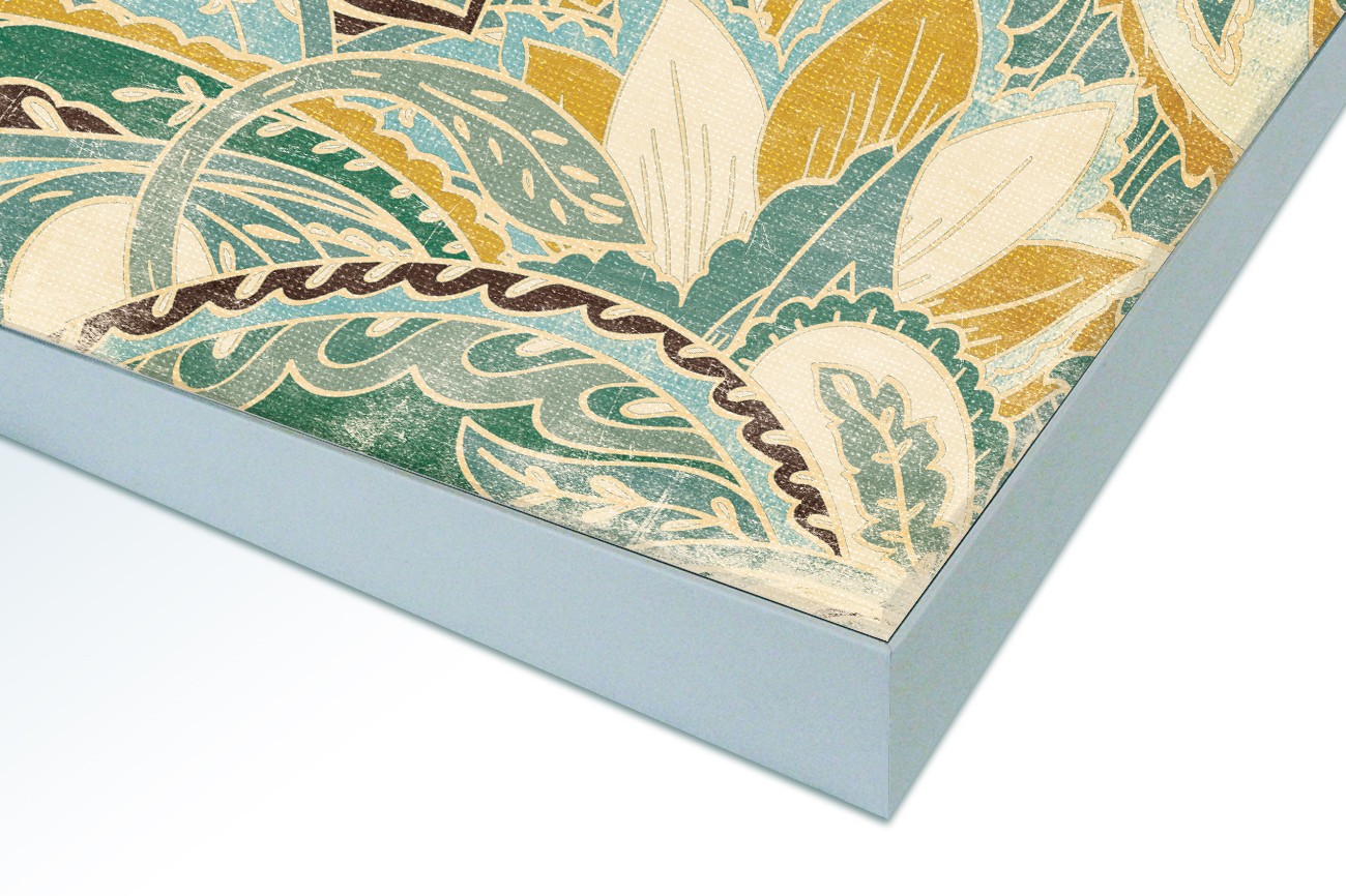 Close up textieldoek in frame gemonteerd