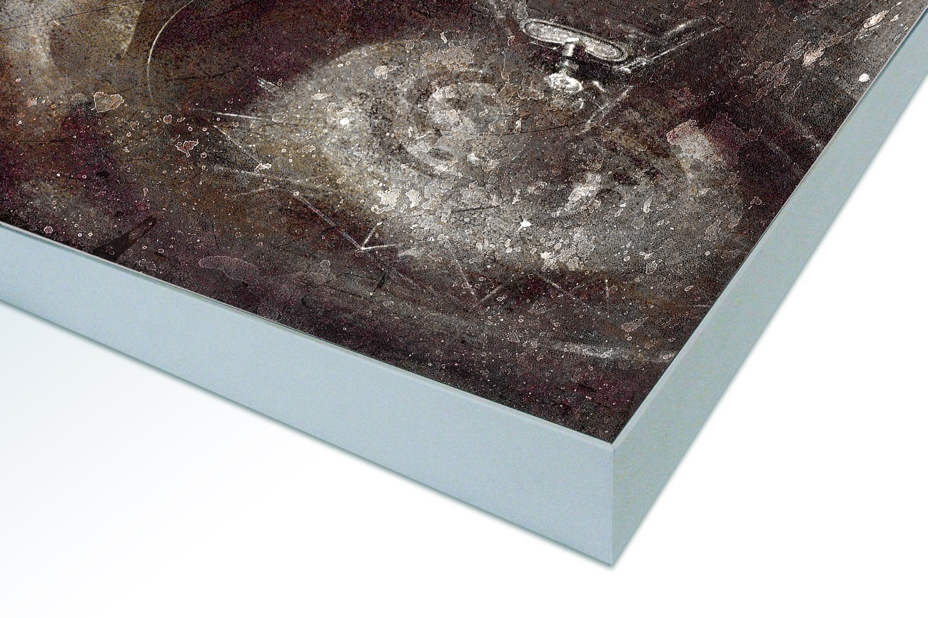 Close up textieldoek in frame gemonteerd