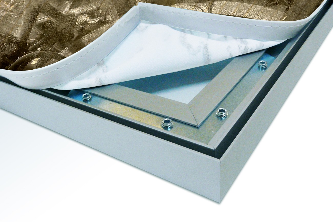 Close up textieldoek in frame los