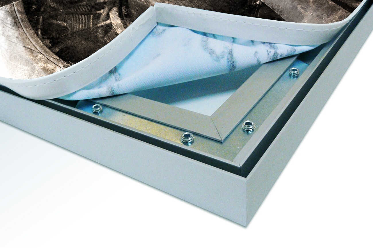 Close up textieldoek in frame los