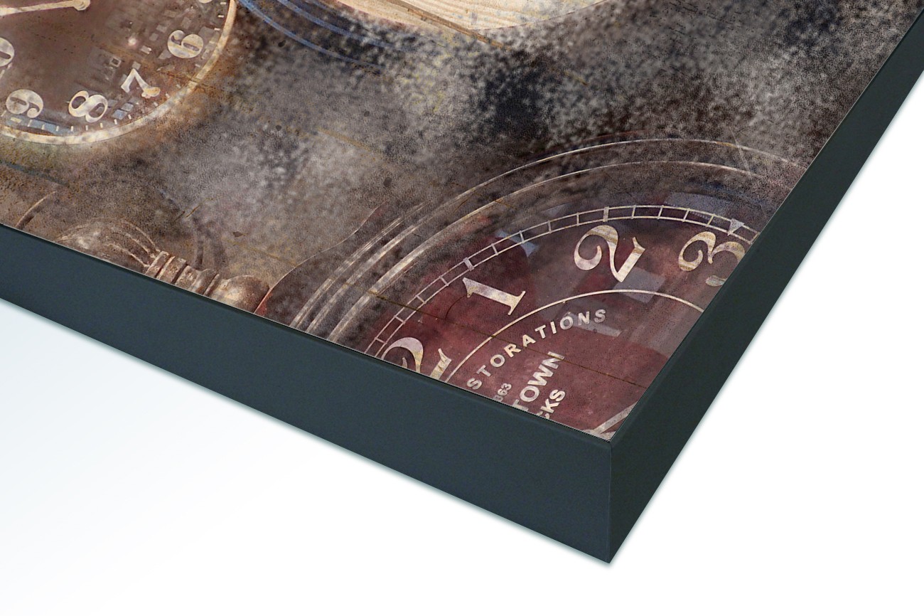 Close up textieldoek in frame gemonteerd zwart