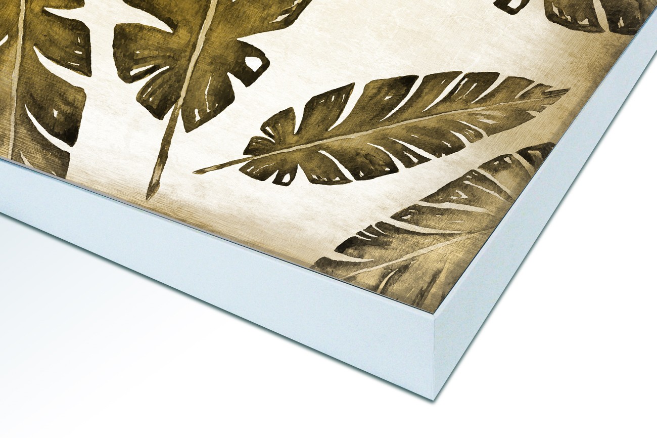 Close up textieldoek in frame gemonteerd wit