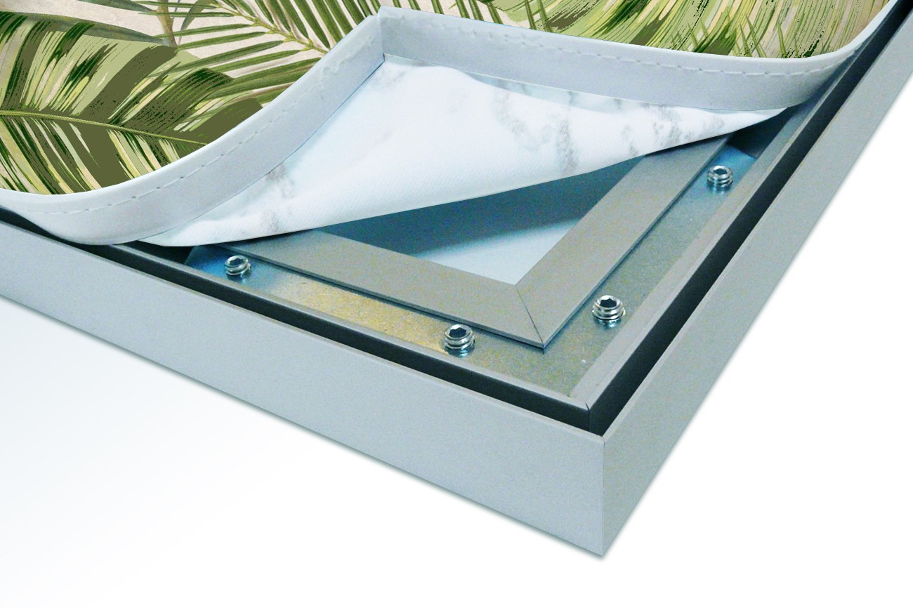 Close up textieldoek in frame los