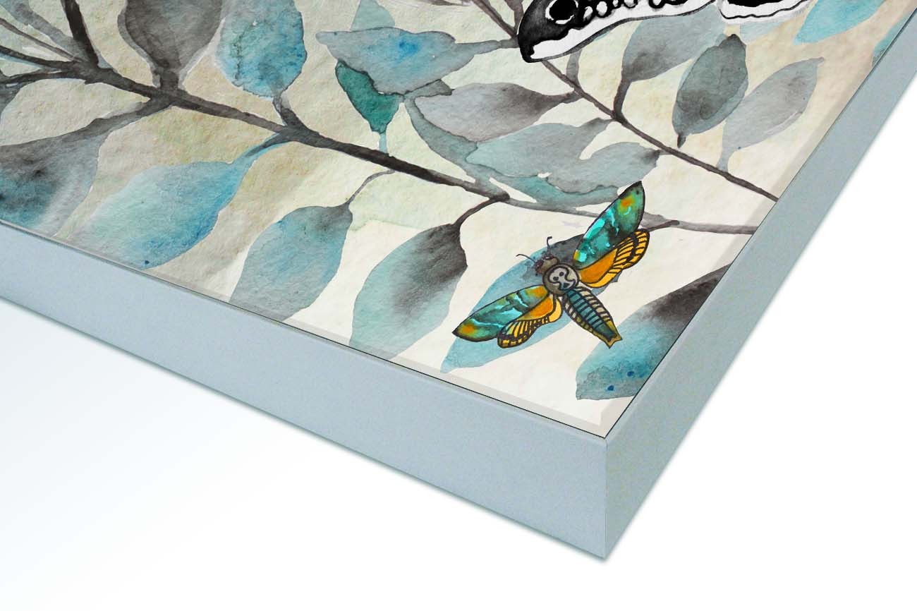 Close up textieldoek in frame gemonteerd